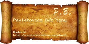 Pavlekovics Bátony névjegykártya